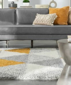 Well Woven Reily Mid-Century Modern Geometric Triangle Pattern Yellow Shag Rug 16 Well Woven Reily Mid-Century Modern Geometric Triangle Pattern Yellow Shag Rug