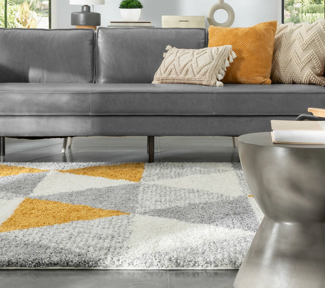 Well Woven Reily Mid-Century Modern Geometric Triangle Pattern Yellow Shag Rug 8 Well Woven Reily Mid-Century Modern Geometric Triangle Pattern Yellow Shag Rug