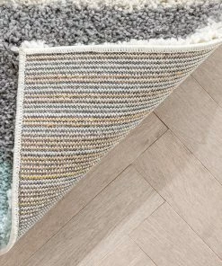 Well Woven Reily Mid-Century Modern Geometric Triangle Pattern Light Blue Shag Rug