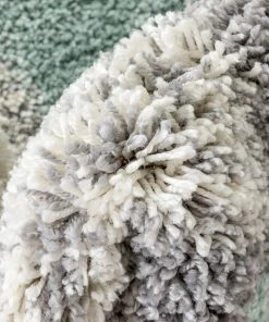 Well Woven Reily Mid-Century Modern Geometric Triangle Pattern Light Blue Shag Rug