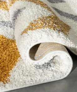 Well Woven Kylar Nordic Chevron Pattern Yellow Shag Rug