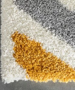 Well Woven Kylar Nordic Chevron Pattern Yellow Shag Rug