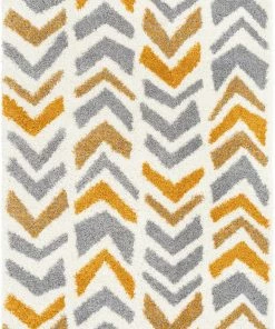 Well Woven Kylar Nordic Chevron Pattern Yellow Shag Rug