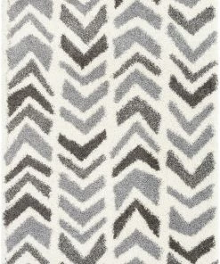 Well Woven Kylar Nordic Chevron Pattern Black Shag Rug Geometric