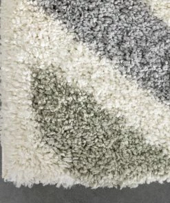 Well Woven Kylar Nordic Chevron Pattern Teal Shag Rug