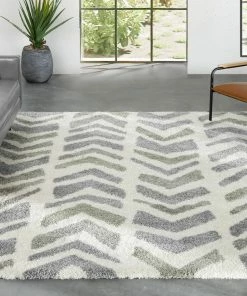 Well Woven Kylar Nordic Chevron Pattern Teal Shag Rug