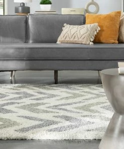 Well Woven Kylar Nordic Chevron Pattern Teal Shag Rug