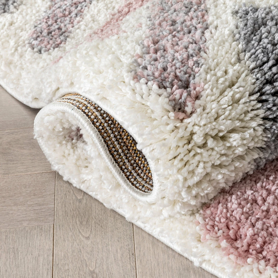 Well Woven Kylar Nordic Chevron Pattern Pink Shag Rug Geometric 5 Well Woven Kylar Nordic Chevron Pattern Pink Shag Rug Geometric