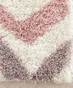 Well Woven Kylar Nordic Chevron Pattern Pink Shag Rug Geometric 12 Well Woven Kylar Nordic Chevron Pattern Pink Shag Rug Geometric