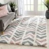 Well Woven Kylar Nordic Chevron Pattern Pink Shag Rug Geometric