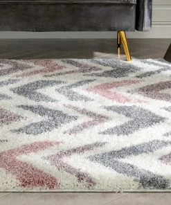 Well Woven Kylar Nordic Chevron Pattern Pink Shag Rug Geometric 17 Well Woven Kylar Nordic Chevron Pattern Pink Shag Rug Geometric