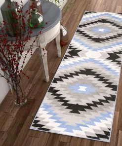 Well Woven Global Navajo Grey Southwestern Geometric 2'3" X 7'3" Runner Rug 10 Well Woven Global Navajo Grey Southwestern Geometric 2'3