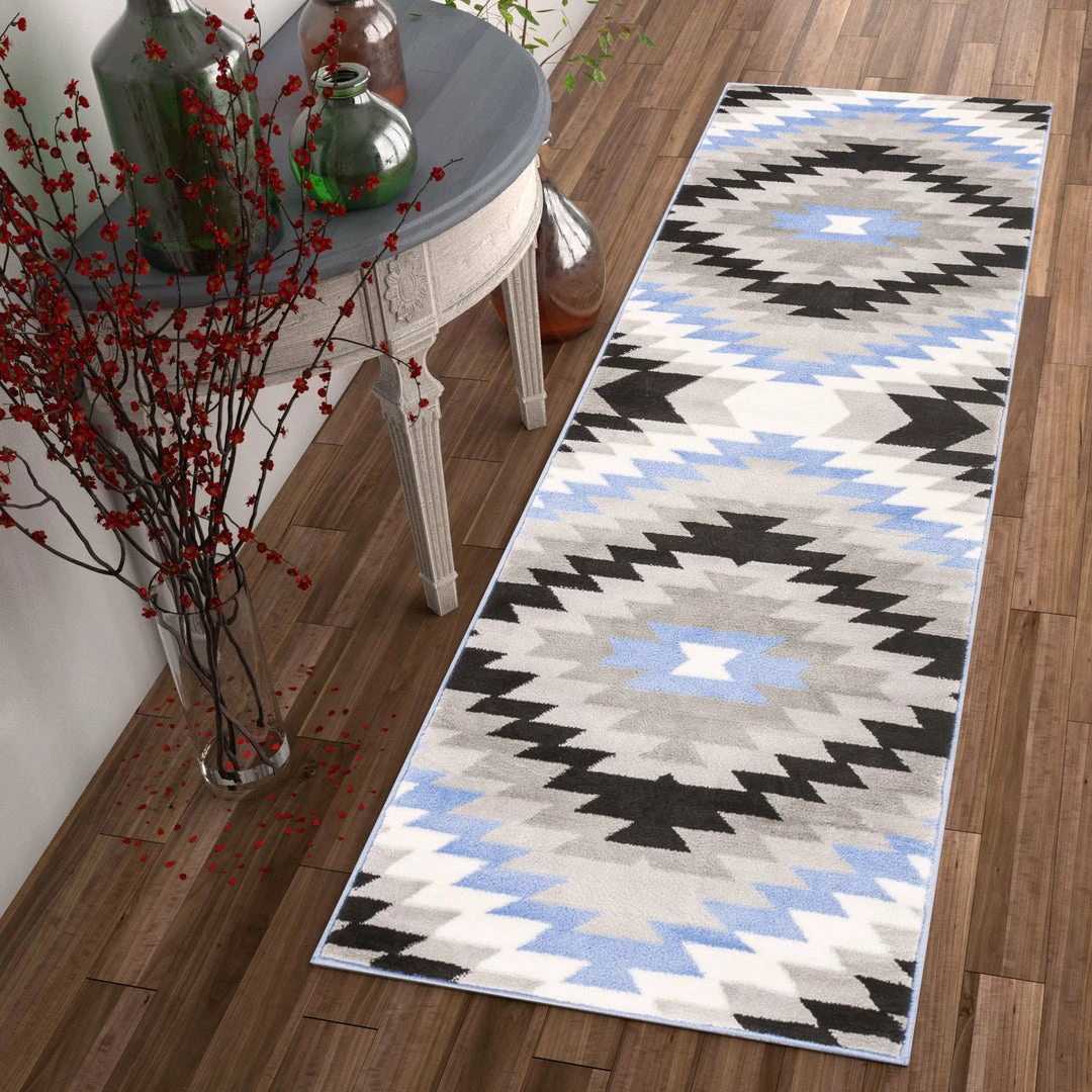 Well Woven Global Navajo Grey Southwestern Geometric 2'3" X 7'3" Runner Rug 5 Well Woven Global Navajo Grey Southwestern Geometric 2'3" X 7'3" Runner Rug