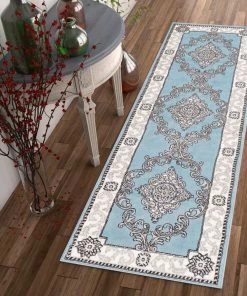 Well Woven Yonderhill Blue Aubusson Medallion Rug Oriental & Persian