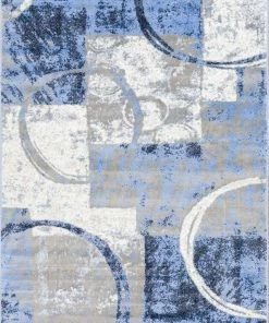 Well Woven Spheres Watercolor Blue Modern Geometric Rug
