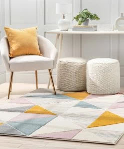 Well Woven Nia Modern Geometric Ivory Multi Rug Tribal