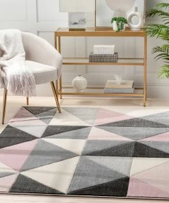 Well Woven Nia Modern Geometric Blush Grey Rug Tribal