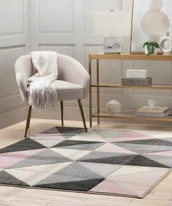 Well Woven Nia Modern Geometric Blush Grey Rug Tribal