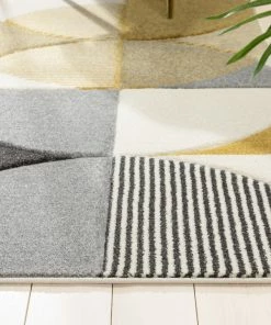 Well Woven Landon Modern Geometric Yellow Grey Rug Tribal