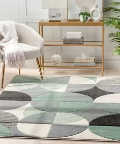 Well Woven Landon Modern Geometric Green Rug