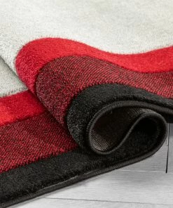 Well Woven Arian Modern Border Pattern Red Rug Tribal