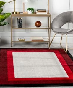 Well Woven Arian Modern Border Pattern Red Rug Tribal