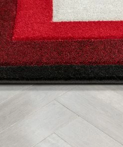 Well Woven Arian Modern Border Pattern Red Rug Tribal