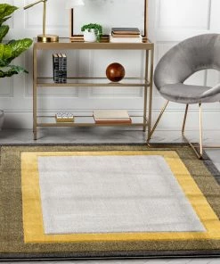 Well Woven Arian Modern Border Pattern Yellow Rug Tribal