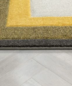 Well Woven Arian Modern Border Pattern Yellow Rug Tribal