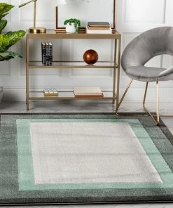Well Woven Arian Modern Border Pattern Green Rug Tribal