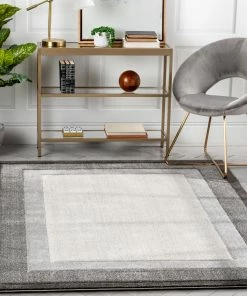 Well Woven Arian Modern Border Pattern Grey Rug