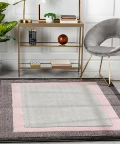 Well Woven Tribal Arian Modern Border Pattern Blush Rug