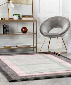 Well Woven Tribal Arian Modern Border Pattern Blush Rug