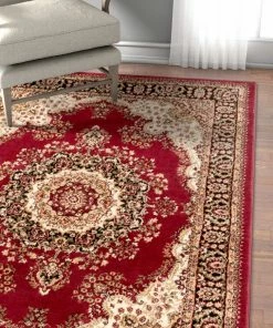 Well Woven Mahal Traditional Orierntal Persian Medallion Red Rug Oriental & Persian