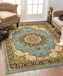 Well Woven Mahal Blue Traditional Oriental Persian Rug Oriental & Persian