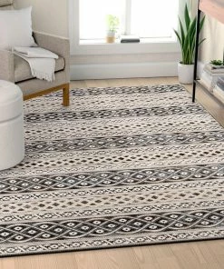 Well Woven Ashley Tribal Geometric Ivory High-Low Rug Global