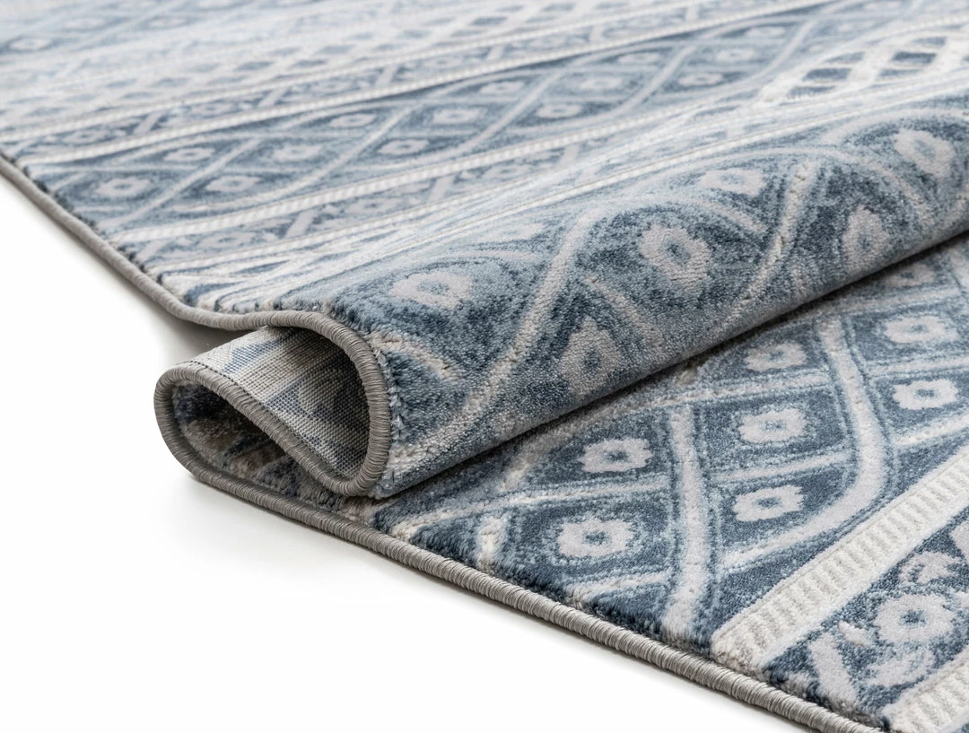 Well Woven Ashley Tribal Geometric Blue High-Low Rug Global 4 Well Woven Ashley Tribal Geometric Blue High-Low Rug Global