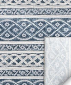 Well Woven Ashley Tribal Geometric Blue High-Low Rug Global 7 Well Woven Ashley Tribal Geometric Blue High-Low Rug Global