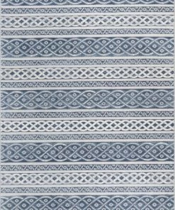 Well Woven Ashley Tribal Geometric Blue High-Low Rug Global