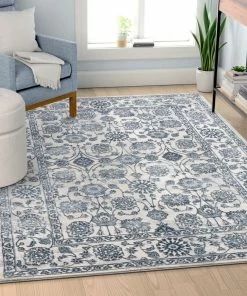 Well Woven Alexis Vintage Oriental Ivory High-Low Rug