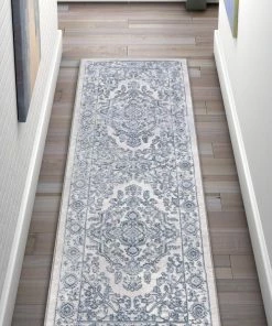 Well Woven Global Lauren Vintage Persian Medallion Grey High-Low Rug 5'3