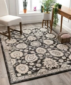 Well Woven Madison Vintage Floral Grey High-Low Rug