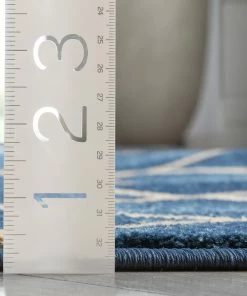 Well Woven Aiden Trellis Modern Blue Gold Soft Rug