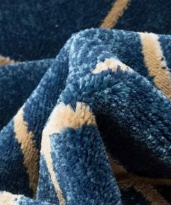 Well Woven Aiden Trellis Modern Blue Gold Soft Rug