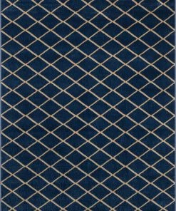 Well Woven Aiden Trellis Modern Blue Gold Soft Rug