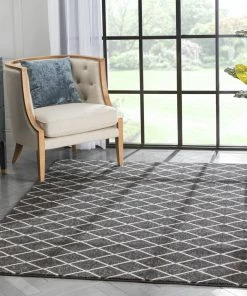 Well Woven Tribal Aiden Trellis Modern Dark Grey Soft Rug