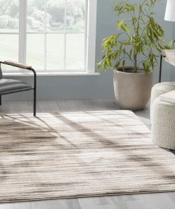 Well Woven Sebastian Striation Modern Ivory Brown Soft Rug Tribal