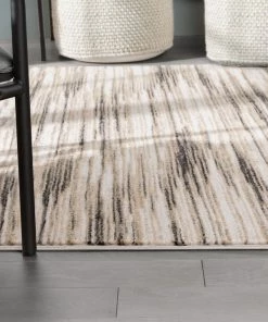 Well Woven Sebastian Striation Modern Ivory Brown Soft Rug Tribal