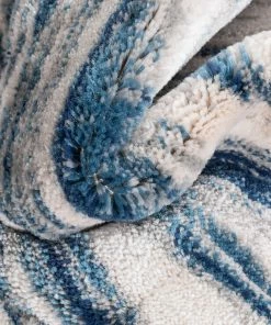 Well Woven Sebastian Striation Modern Blue Ivory Soft Rug