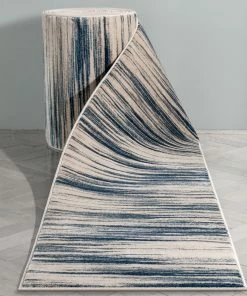 Well Woven Custom Size Runner Sebastian Striation Modern Blue Ivory Choose Your Width X Choose Your Length Hallway Runner Rug Tribal